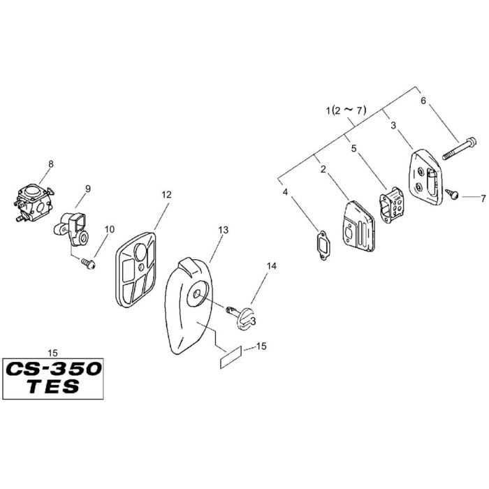 Air Cleaner Carburettor Muffler For ECHO CS 350TES Chainsaw L S