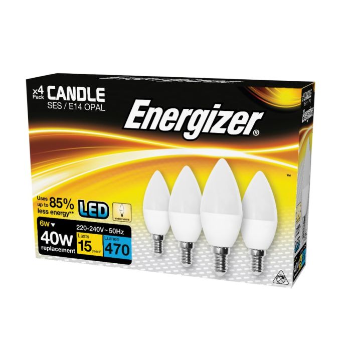 Energizer LED SES E14 5 2W 470 Lm Opal Candle Non Dimmable Bulb Warm