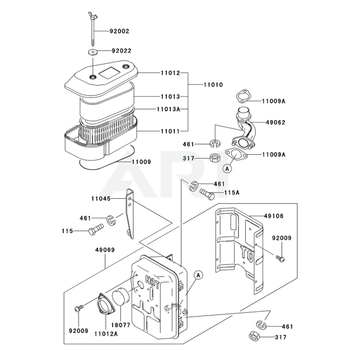 Air Filter Muffler For Kawasaki Fc V Engine L S Engineers