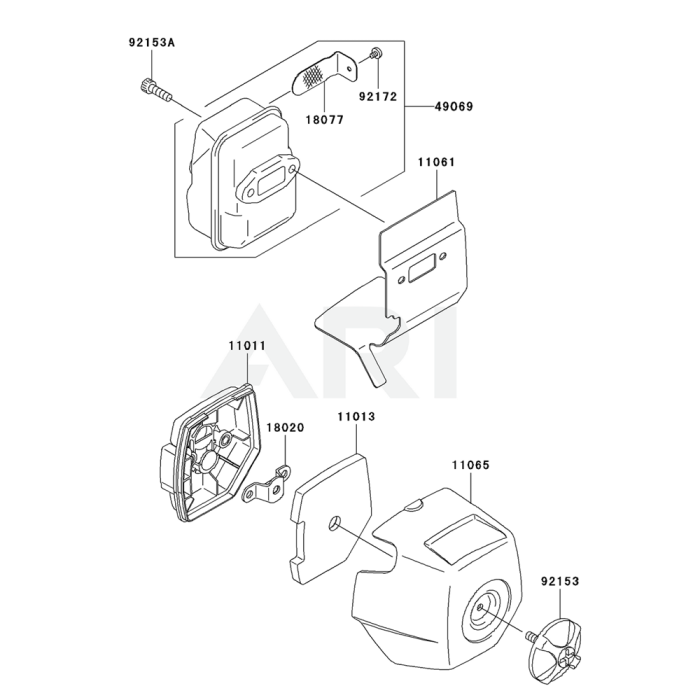 Air Filter Muffler For Kawasaki KTF27B String Trimmers L S Engineers