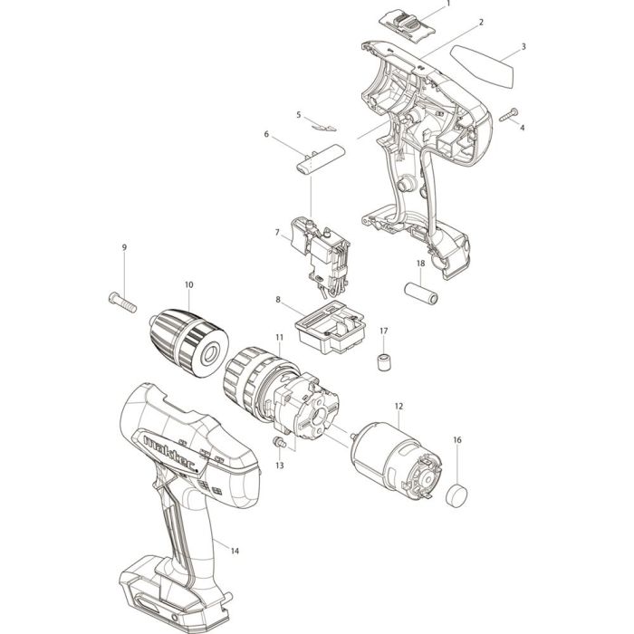 Main Assembly For Makita MT081E Cordless Hammer Driver Drills L S