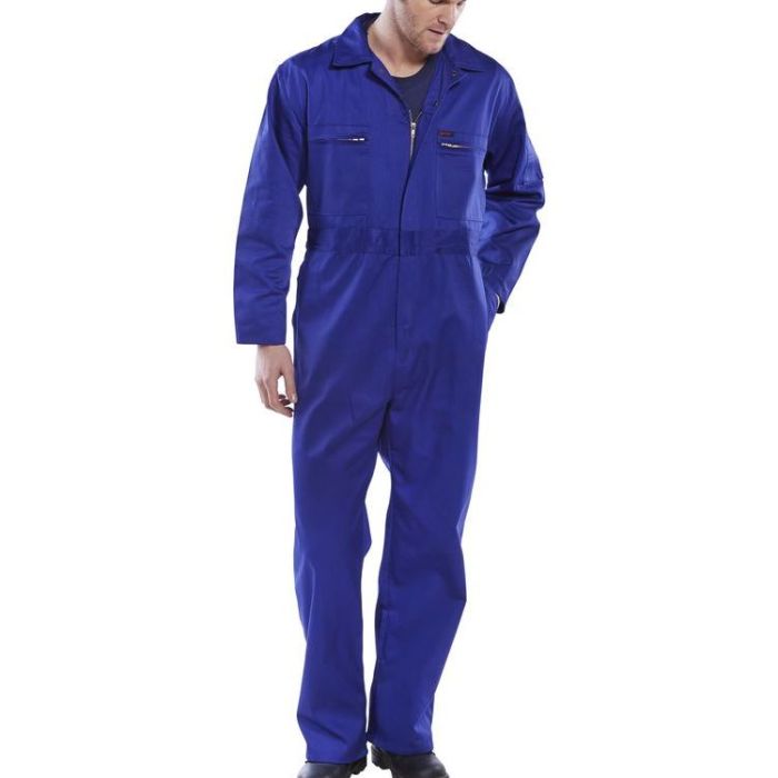 Heavy Weight Boiler Suit Concealed 2Way Zip Front Poly Cotton Royal