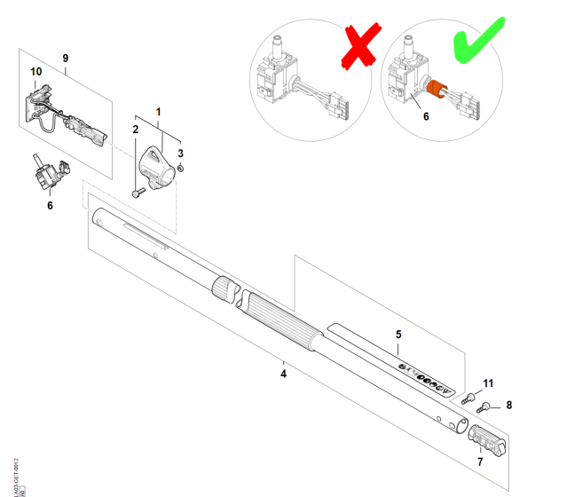 Drive Tube (⇤ 443442002) Assembly for Stihl HTA 66 Pole Pruner