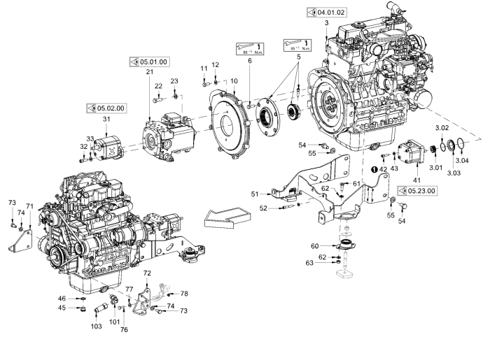 Pump Drive & Engine Assembly for Hamm HD10 - 12 (H230) Rollers