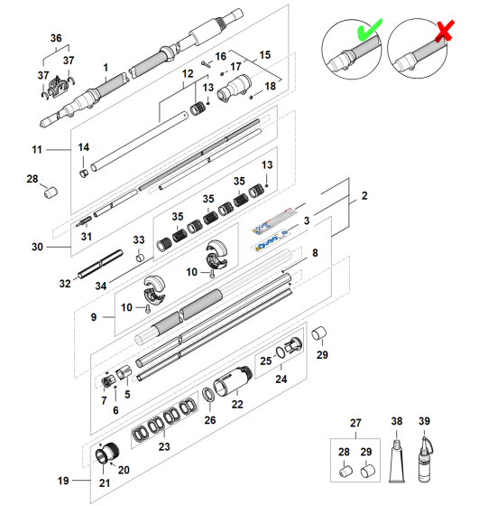 Drive Tube Assembly -1 for Stihl HTA 135 Pole Pruner