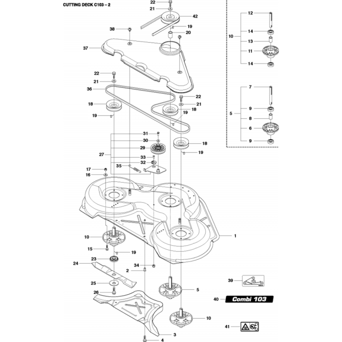 103cm Cutting Deck Assembly-2 for Husqvarna Cutting Deck Combi 103 ...