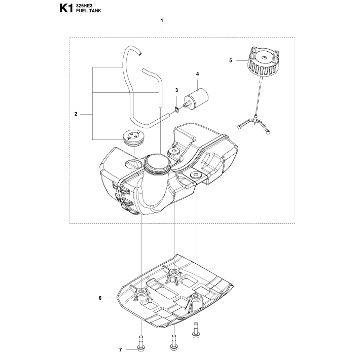 Fuel Tank Assembly for Husqvarna 325 HE3 Hedge Trimmers | L&S Engineers