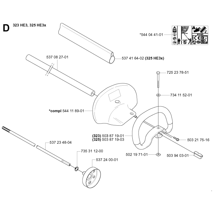 Handle & Controls Assembly for Husqvarna 325 HE3 X-Series Hedge ...