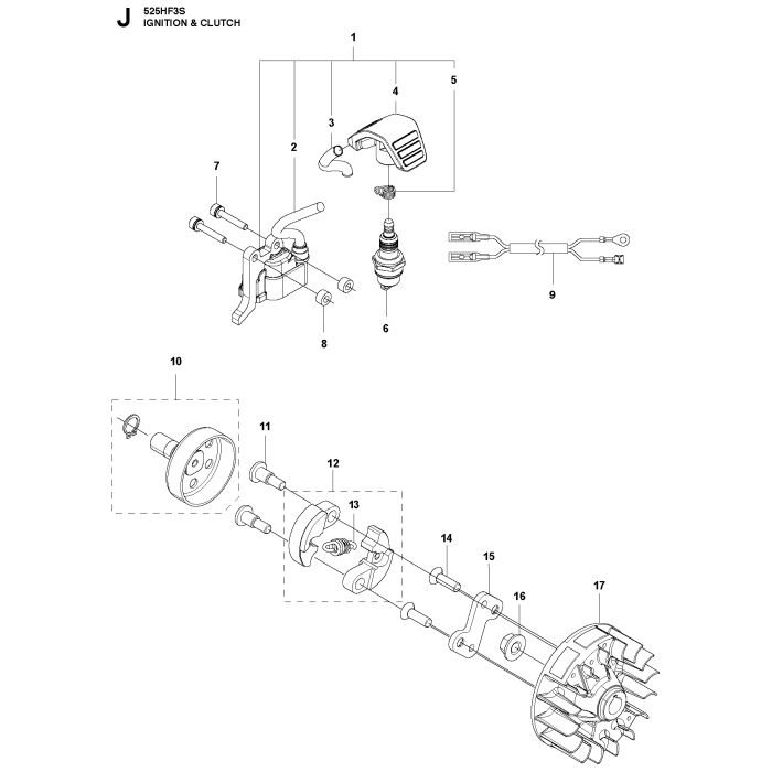 Ignition System & Clutch Assembly for Husqvarna 525 HF3S Hedge Trimmers ...