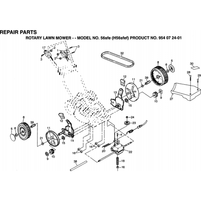 Husqvarna 56 DH Lawn Mower OEM Replacement Parts From