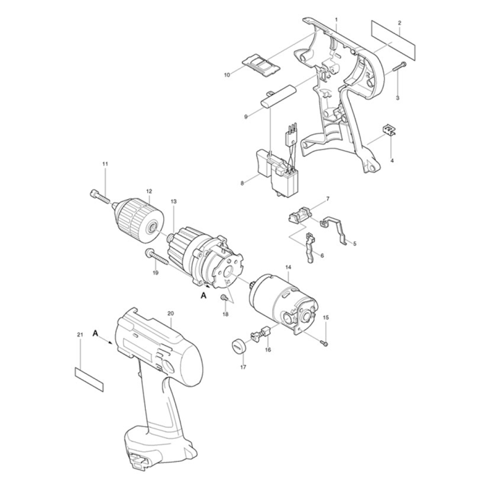 Complete Assembly for Makita 6343D 18V DC NiCD 1/2