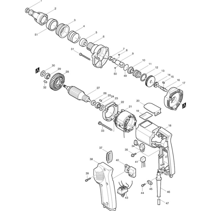 Main Assembly for Makita 6820V Drywall Corded Screwgun | L&S Engineers