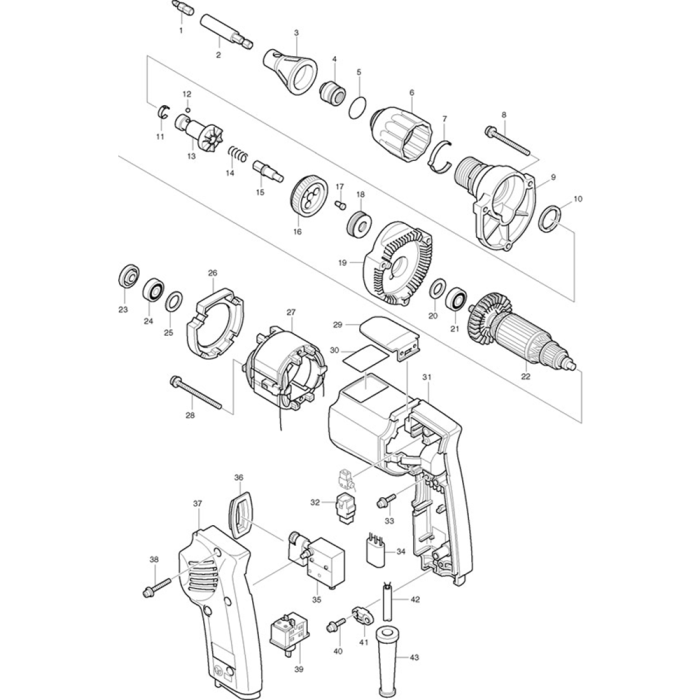 Main Assembly For Makita 6822 Drywall Corded Screwgun 