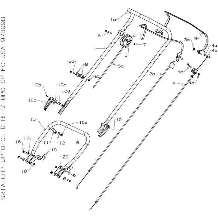 Handle Assembly for Masport 800AL SP 2014 Apr Mower | L&S Engineers