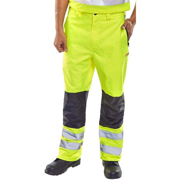 Contrast Hi Vis Trousers EN471 Class 1 Two-Tone Saturn Yellow/Navy Blue ...