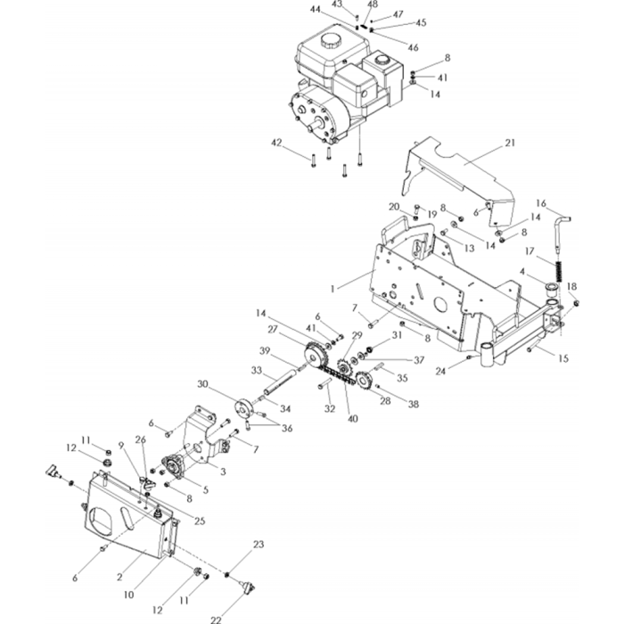 Chassis, Engine & Pulleys Assembly for Husqvarna BE550 Edger | L&S ...