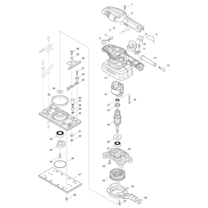 Complete Assembly For Makita BO3710 Sander | L&S Engineers