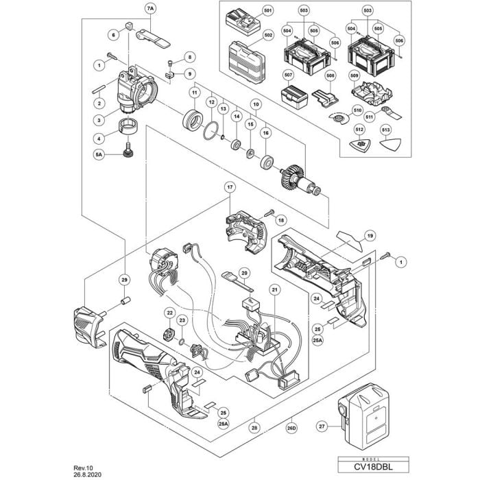 Main Assembly for Hikoki CV18DBL Cordless Multi Tool L S Engineers