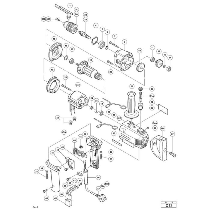 Main Assembly for Hikoki D13 Drill | L&S Engineers