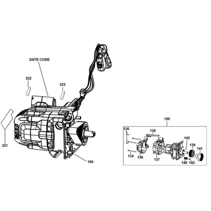 Motor Assembly for DeWalt DCS777 Mitre Saw L S Engineers