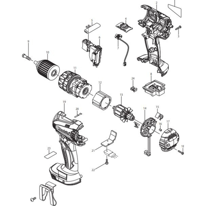 Main Assembly for Makita DHP456RMJ Cordless Hammer Driver Drills | L&S ...