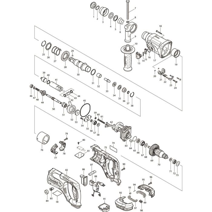 Main Assembly For Makita Dhr Rfe Cordless Combination Hammer Drills L S Engineers