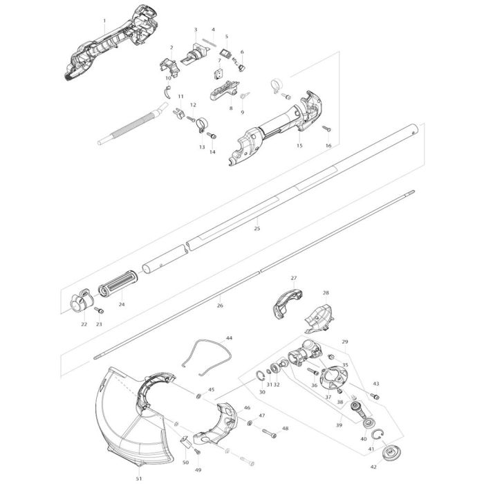 Pipe, Shield Assembly for Makita DUR362L Cordless Trimmer | L&S Engineers