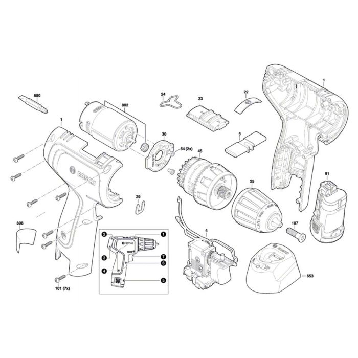 Cordless Drill Assembly for Bosch EasyDrill 1200 L S Engineers