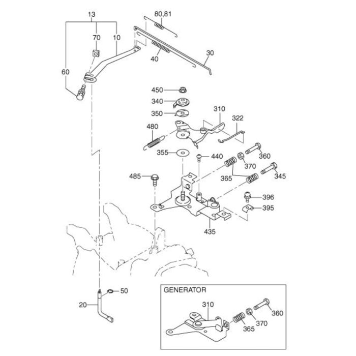 Governor Operation Assembly for Robin / Subaru EX13 Engines | L&S Engineers