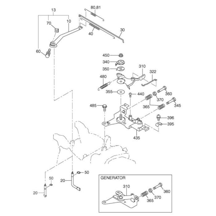 Governor Operation Assembly for Robin / Subaru EX21 Engines | L&S Engineers