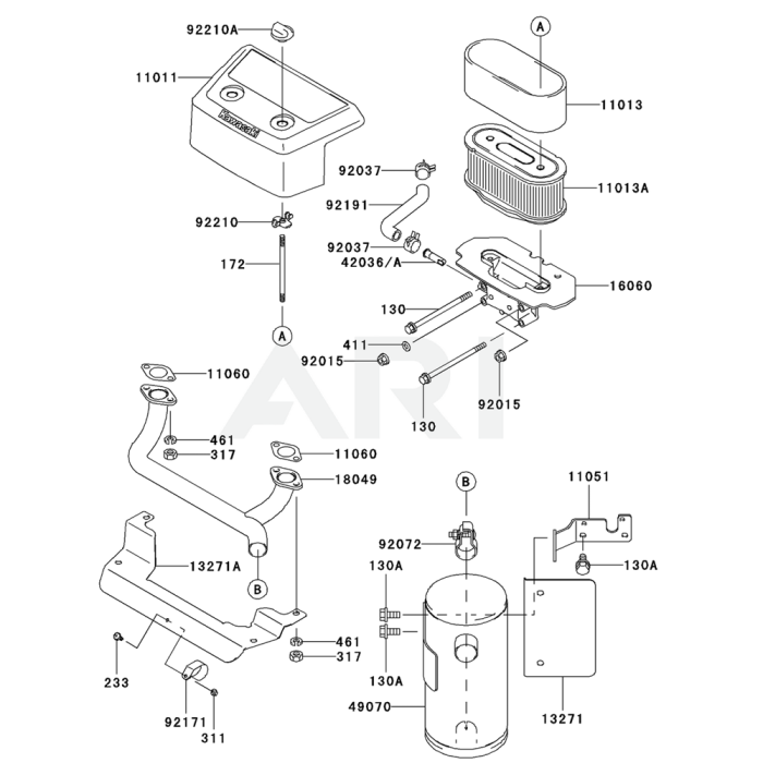 Air Filter / Muffler for Kawasaki FH641V Engine | L&S Engineers