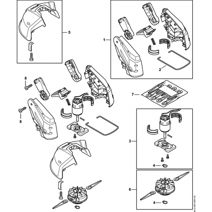 Electric Motor, Cutting Head Assembly Assembly for Stihl FSA 45 Lithium