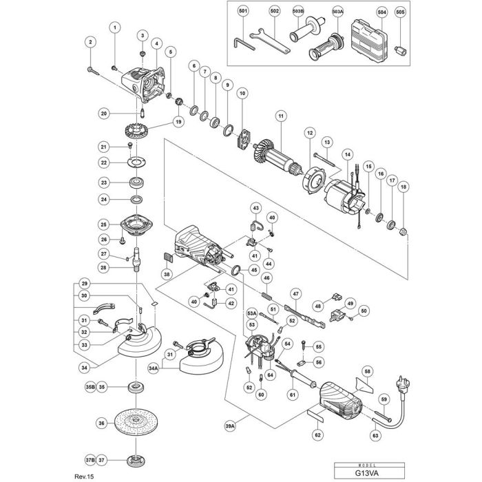 Main Assembly for Hikoki G13VA Disc Grinder | L&S Engineers