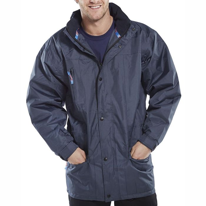 Guardian Jacket Poly Quilt Lining 2way Front Zip & Storm Flap Navy Blue ...