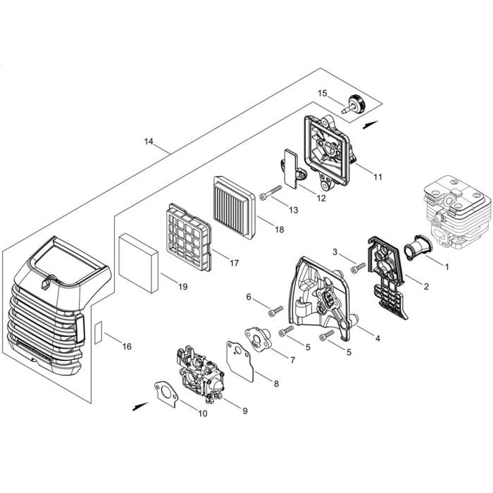 Air Cleaner, Carburettor for ECHO HCA-2620ES-HD Hedgetrimmer | L&S ...