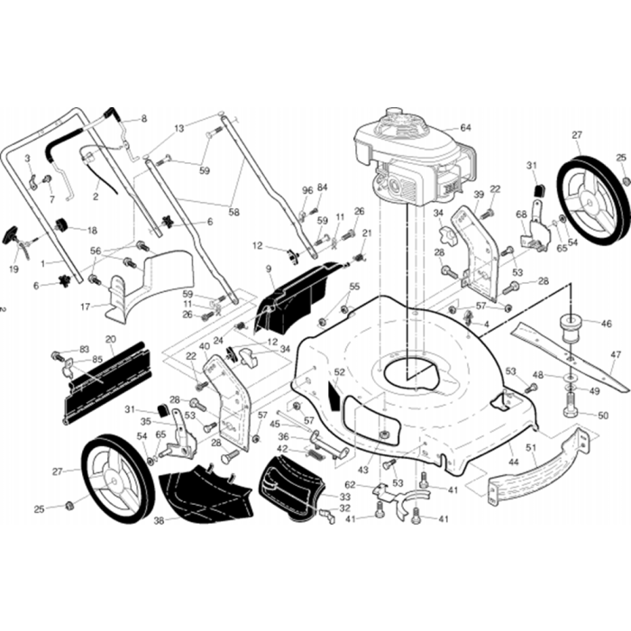 Frame And Engine Assembly For Husqvarna Hu700f Consumer Lawn Mower 