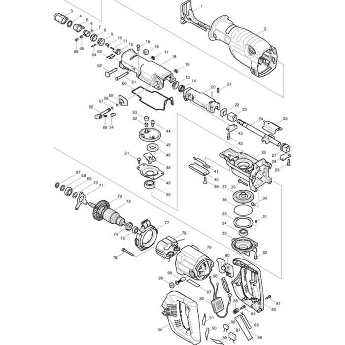 Main Assembly for Makita JR3060T Reciprocating Saws | L&S Engineers