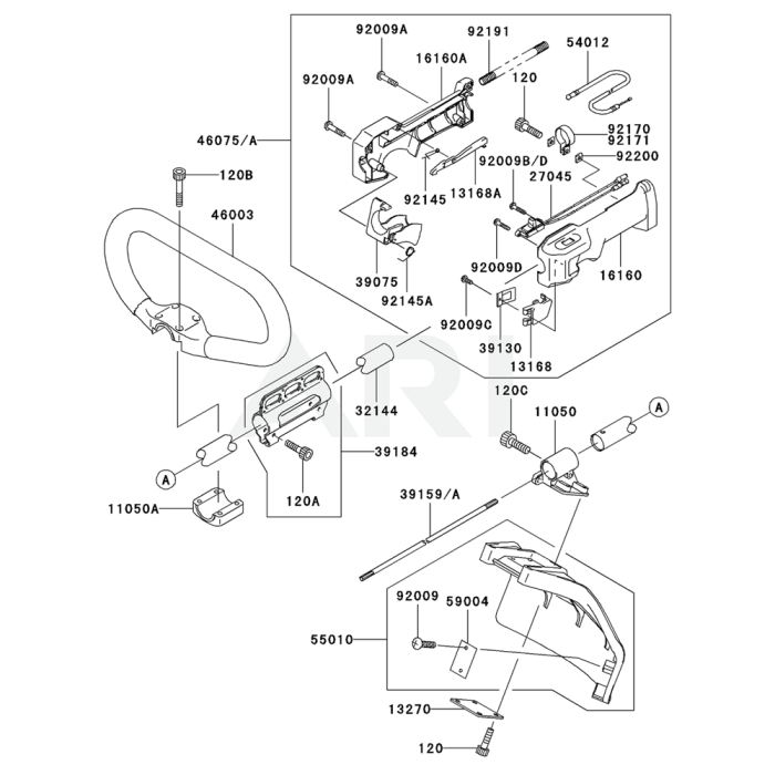 Pipe / Handle / Guard for Kawasaki KBL34A Brushcutter | L&S Engineers