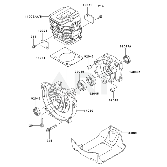 Cylinder / Crankcase for Kawasaki KCL525A Hedge Trimmer | L&S Engineers