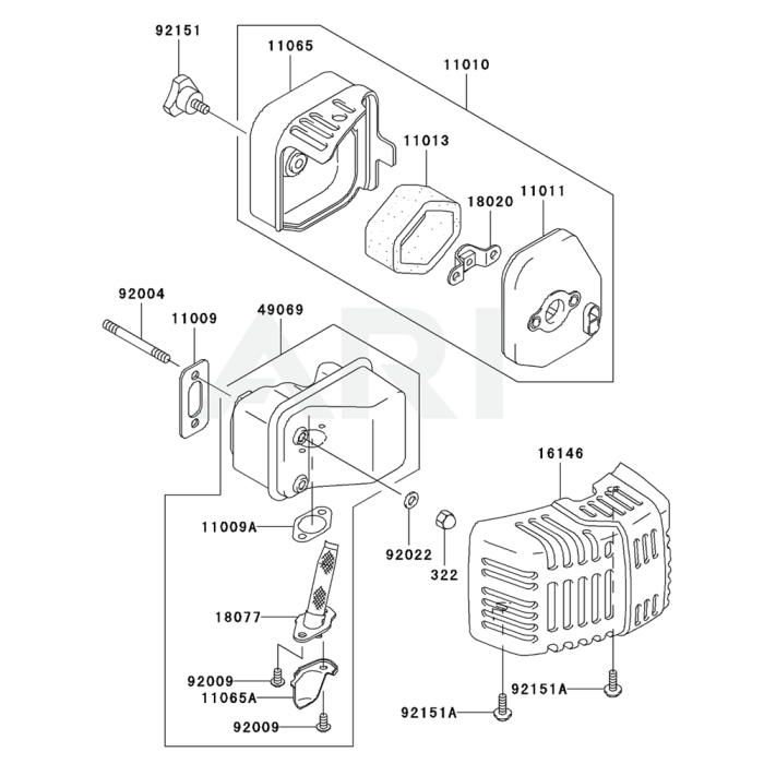 Air Filter / Muffler for Kawasaki KHD600A Hedge Trimmer | L&S Engineers