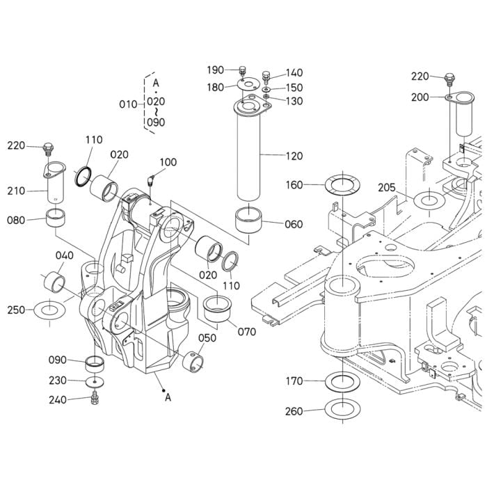 Kingpost Assembly for Kubota KX080-4 Mini Excavator | L&S Engineers