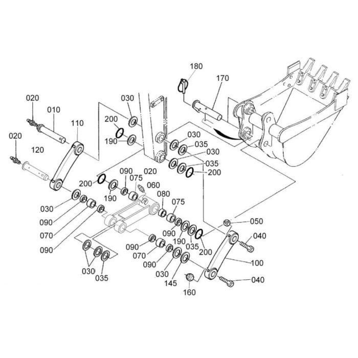 Dipper Arm/ Bucket Link Assembly for Kubota KX101-3a3 Mini Excavator ...