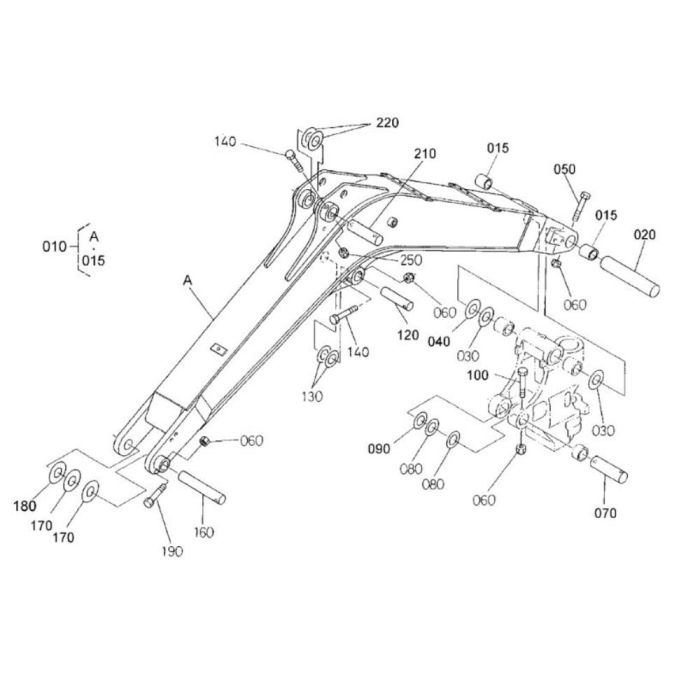 Boom Assembly for Kubota KX91-3a2 Mini Excavator | L&S Engineers