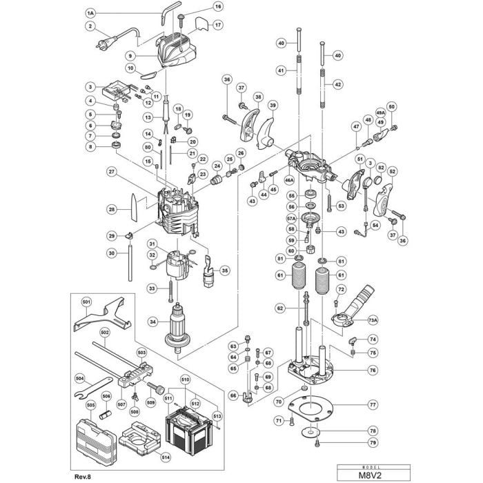 Main Assembly for Hikoki M8V2 Router | L&S Engineers