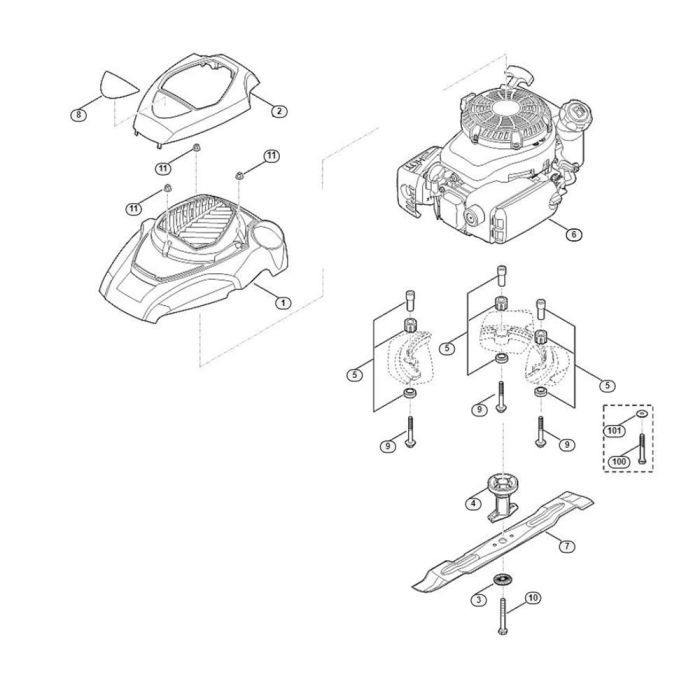 Engine, Blade for Viking MB 4.0 RT Petrol Lawn Mowers | L&S Engineers