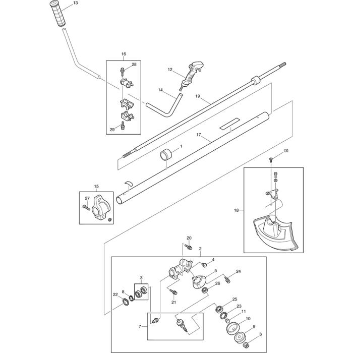 Shaft Assembly For Makita Rbc320 Brushcutters 