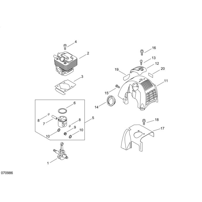 Cylinder, Piston, Crankshaft for ECHO PAS-265ES Multi-Tool Power Unit ...