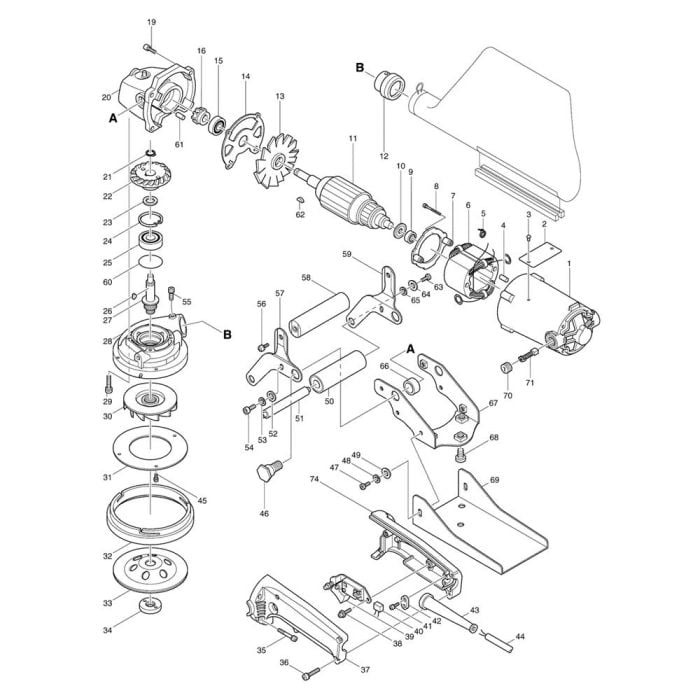 Complete Assembly for Makita PC1100 Planer | L&S Engineers