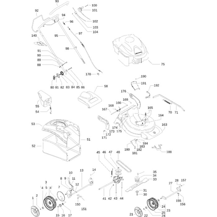 Complete Product Assembly for Husqvarna R150S Commercial Lawn Mower | L ...