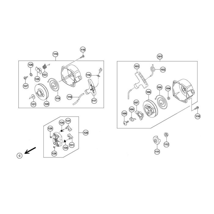 Recoil Starter Assembly for Hikoki RB65EF Backpack Blower | L&S Engineers